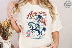 America Since 1776 Patriotic Cowboy Rider American Flag Product Image 4