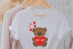 Cute Bear with Heart, XOXO Machine Embroidery File. Product Image 3