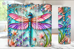Stained Glass Dragonfly Sublimation, 20 oz Tumbler Wrap Product Image 5