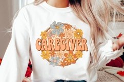Caregiver Png Retro Groovy Floral Caregiver Sublimation Product Image 4