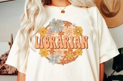 Librarian Png Retro Groovy Floral Librarian Sublimation Product Image 4
