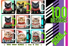 100 Cat Mug Wrao Bundle Sublimation PNG, 11oz 15 oz, Kitty Product Image 14