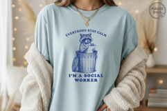 Everybody Stay Calm I’m a Social Worker, Retro Raccoon Meme Product Image 4