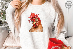 Watercolor Chicken with Bandana and Glasses|Farm Animal PNG Product Image 5