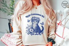Rage Consumes Me Tabby Cat SVG: Retro Mental Health Meme Product Image 5