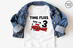 Time Flies Now I'm 3 Airplane Birthday Pilot Theme SVG Product Image 2