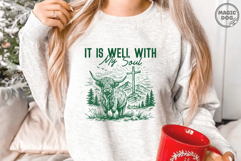 Christian Highland Cow Cross Mountain| Faith Scripture PNG Product Image 4