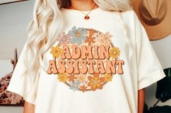Retro Groovy Floral Admin Assistant Png Sublimation Design Product Image 4