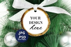 Wood Ornament Mockup PSD, White & Black Wood Ornament Mockup Product Image 2
