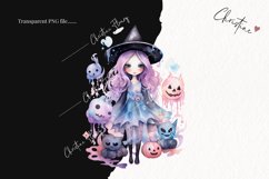 Pastel Witch Clipart | Watercolor Halloween PNG Product Image 2