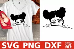 Peeking Afro Girl svg, Black Kids, Melanin svg, Afro Puffs Product Image 1