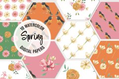 Floral Spring Watercolor Seamless Patterns Bird Pretty Product Image 1