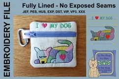 Quilted Dog Zipper Bag / Fully Lined, 4X4 HOOP Product Image 1