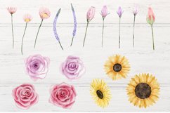 Watercolor flowers clipart Peony Sunflower flower clipart Product Image 3