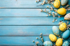 Easter eggs wooden planks background Product Image 1