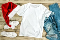 Christmas t shirt mock up template t-shirt flat lay JPG Product Image 1