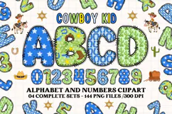 Cowboy Kid Alphabet png clipart, cowboy letters doodle Product Image 1