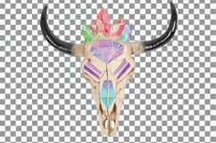 Watercolor Crystal Bull Skull clipart, Indian Tribal skull Product Image 2
