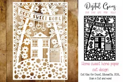 Home sweet home paper cut design SVG / DXF / EPS / PNG files Product Image 1