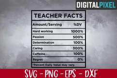 Teacher Facts SVG PNG DXF - Teacher Nutrition Facts Svg Product Image 1