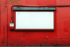 Blank billboard on bright red brick wall Product Image 1