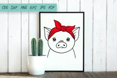 Pig with Bandana SVG, Farm animals SVG, Pig SVG, Piglet Product Image 5