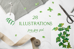 Crayon Ivy &amp; Grape Vine Clipart Kids Style Hand Drawn Leaves Product Image 1