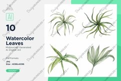 Aloe Vera, Air Plant, Areca Palm Leaves Watercolour Product Image 1