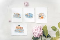 Watercolor deep sea creatures clipart. Cute whale and fish Product Image 4