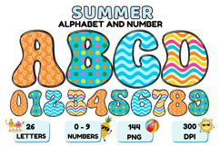 Summer Alphabet &amp; Numbers PNG Clipart Doodle Letters 300 DPI Product Image 1