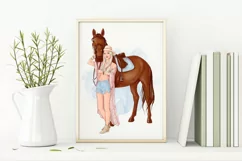 Horse & girls sublimation. Design for printing. Product Image 3