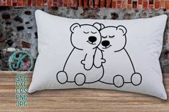 Loving Valentines day couple bears svg dxf to cut print file Product Image 1