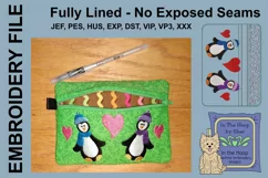 ITH Penguins in Love Zipper Bag - Fully Lined, 5X7 HOOP Product Image 2