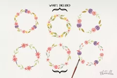Pretty Flowers Floral 6 Wreath Watercolor Purple Pink Product Image 5