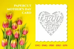 Papercut card. Thank you mom. Mothers day Cutting file SVG. Product Image 1