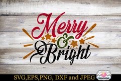 SVG, Dxf, Eps &amp; Png Merry and Bright Product Image 2