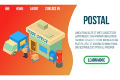 Postal concept banner, isometric style Product Image 1