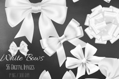 56 White Satin Bows and Ribbons Card Making Digital Images Product Image 1