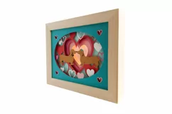 Valentine 3D Shadow Box SVG Sausage Dogs Layered Paper Cut Product Image 3