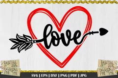 Love Heart Arrow | Doodle Heart SVG | Heart and Arrow SVG Product Image 1