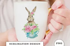Bunny and Tea Cups Sublimation download PNG Product Image 3