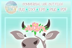 Cow Face With Flowers Svg Dxf Eps Png Pdf Files For Cricut Product Image 4
