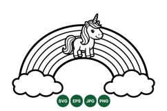 Whimsical Unicorn And Rainbow Clipart Design Product Image 1