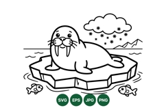 Hand Drawn Walrus On Ice Vector Illustration Product Image 1