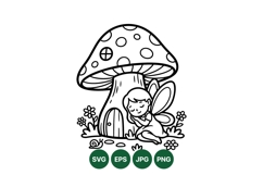 Hand Drawn Fairy And Mushroom House Vector Illustration Product Image 1