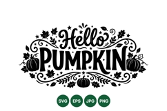 Hello Pumpkin Autumn Fall Greeting Svg Design Product Image 1
