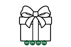 Minimalist Gift Box Svg Outline Clipart Design Product Image 1