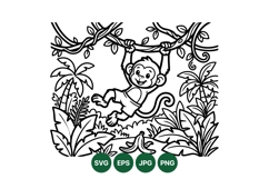 Cute Jungle Monkey Animal Vector Illustration Product Image 1
