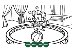 Cute Circus Mouse Juggling Vector Illustration Product Image 1