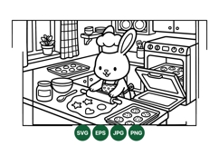 Cute Bunny Baking Clipart Illustration For Crafts Product Image 1